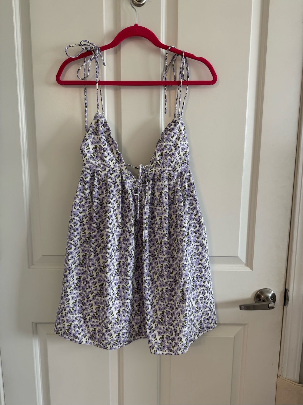 Lavender Floral Tie-Shoulder Mini Dress